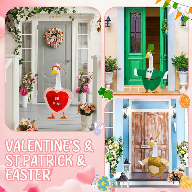 Bailiyake 8 Set Holiday Porch Goose Outfits Summer 4th of July Fall Halloween Christmas Valentine's Day St. Patrick Easter All Seasons Theme Goose Costume for 23" Goose Patio Yard Decor - Image 3