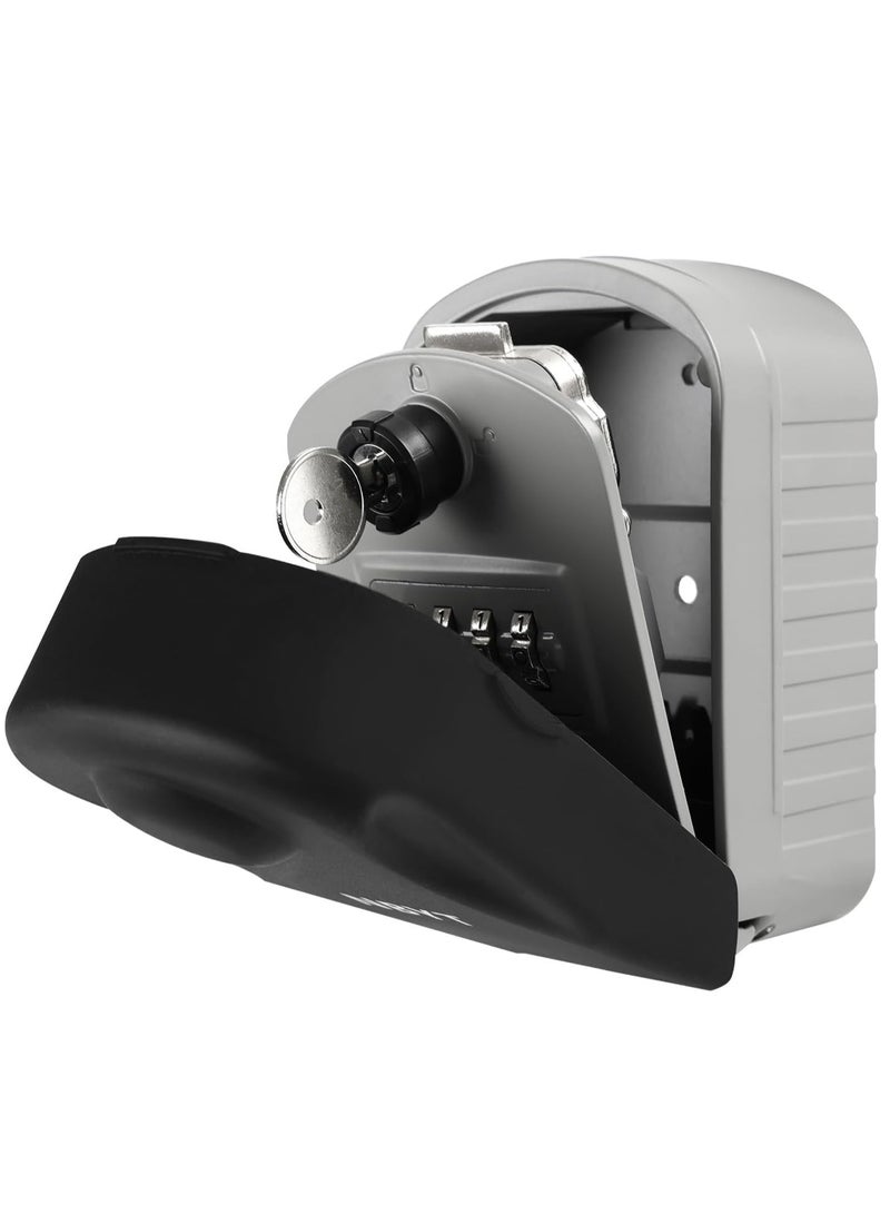 بيوينتي Key Lock Box Extra Large, 4 Digit Lock and Spare Key Combination Key Safe Box Wall Mounted for Outdoor, Waterproof Key Storage Box Cabinets for Home Office Garage School Grey - Image 1