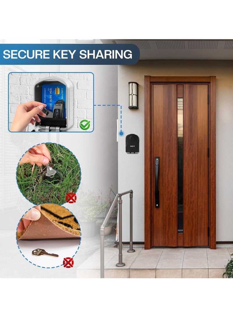 بيوينتي Key Lock Box Extra Large, 4 Digit Lock and Spare Key Combination Key Safe Box Wall Mounted for Outdoor, Waterproof Key Storage Box Cabinets for Home Office Garage School Grey - Image 4