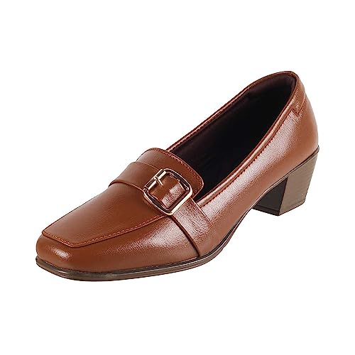 Mochi Women Tan Synthetic Leather Formal/Pump Shoes UK/4 EU/37 (31-254) - Image 1