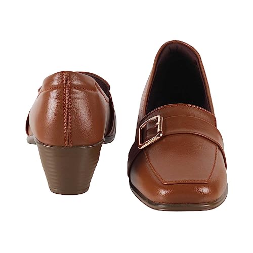 Mochi Women Tan Synthetic Leather Formal/Pump Shoes UK/4 EU/37 (31-254) - Image 5