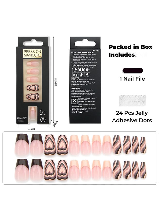 SCHAVO 24 Pcs Fake Nails Tip Set Long Lasting Press on Nails DIY Nail Art with Jelly Adhesive Glue Dots - Image 2