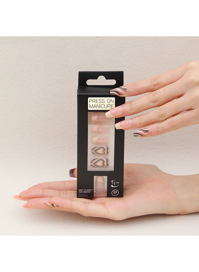 SCHAVO 24 Pcs Fake Nails Tip Set Long Lasting Press on Nails DIY Nail Art with Jelly Adhesive Glue Dots - Image 5