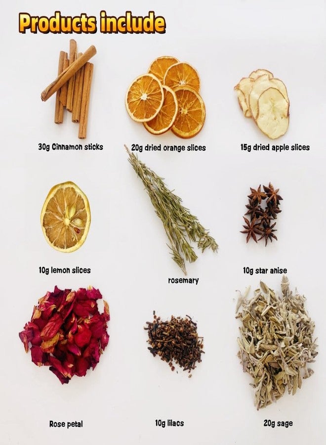 Pextian مزيج عطري مُبخر، مزيج عطري مُبخر - شرائح برتقال مجففة، قرفة، قرنفل، شريحة تفاح، إكليل الجبل، شريحة تفاح، هدية مثالية لتدفئة المنزل في عيد الميلاد - Image 5