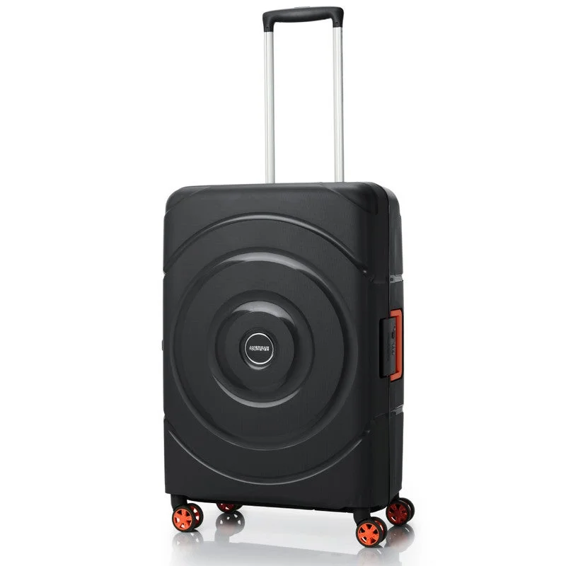 AMERICAN TOURISTER Circurity Suitcase, Check-In Size 68 cm / 25 inch, 4 Spinner Wheels, Hard Top, Polypropylene, Black|Scratch & Impact Resistant Material|Lightweight|XtraSecu™ 3 Point Locking System|TSA Lock - 3 Years International Warranty