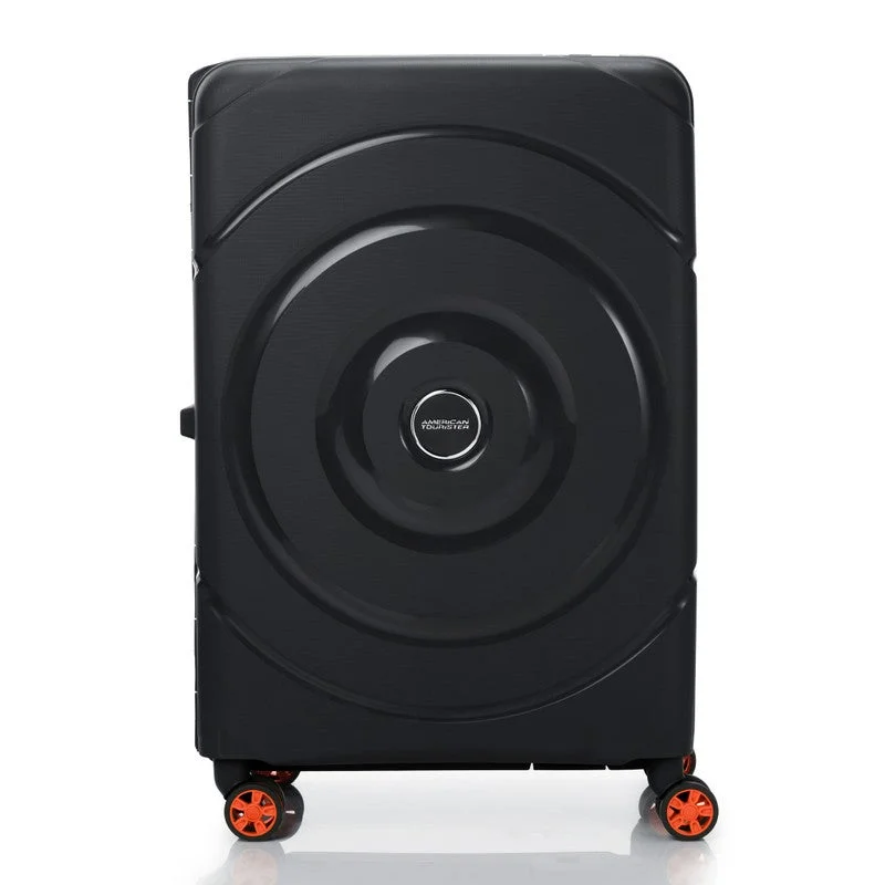 AMERICAN TOURISTER Circurity Suitcase, Check-In Size 68 cm / 25 inch, 4 Spinner Wheels, Hard Top, Polypropylene, Black|Scratch & Impact Resistant Material|Lightweight|XtraSecu™ 3 Point Locking System|TSA Lock - 3 Years International Warranty