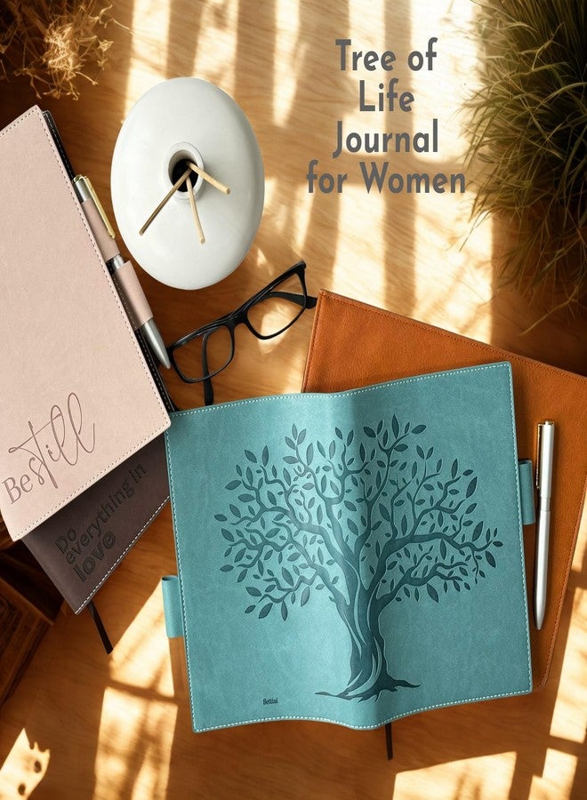 SETTINI® Tree of Life Refillable Writing Journal for Women & Men - Vegan Leather Lined Journal Notebook with Premium Pen - A5, 8.75 x 6 inches, 256 Pages of 100gsm Paper, Beautiful Gift Box Included - Tree of Life Journal - Image 4