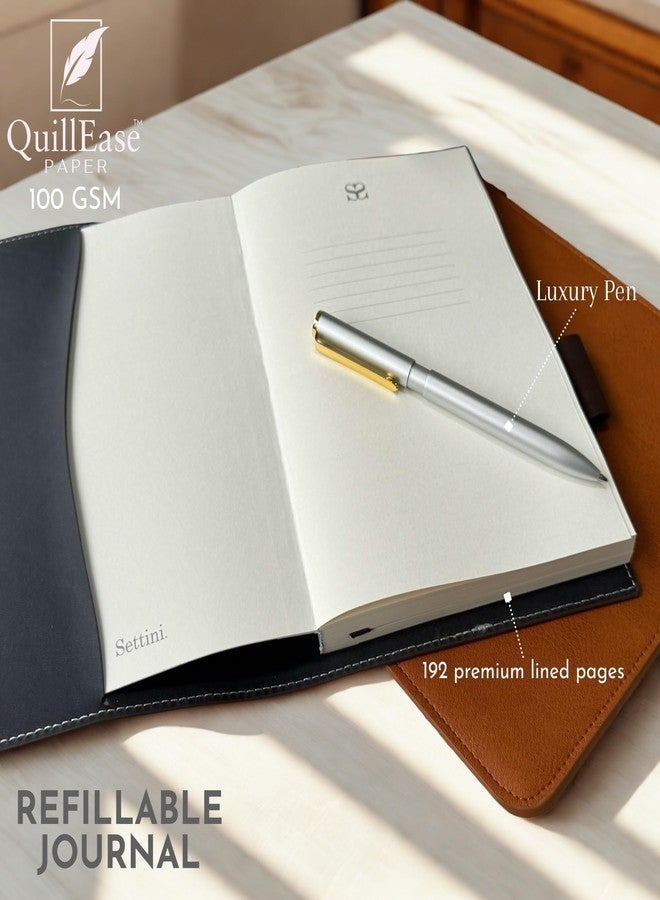 SETTINI® Tree of Life Refillable Writing Journal for Women & Men - Vegan Leather Lined Journal Notebook with Premium Pen - A5, 8.75 x 6 inches, 256 Pages of 100gsm Paper, Beautiful Gift Box Included - Tree of Life Journal - Image 3