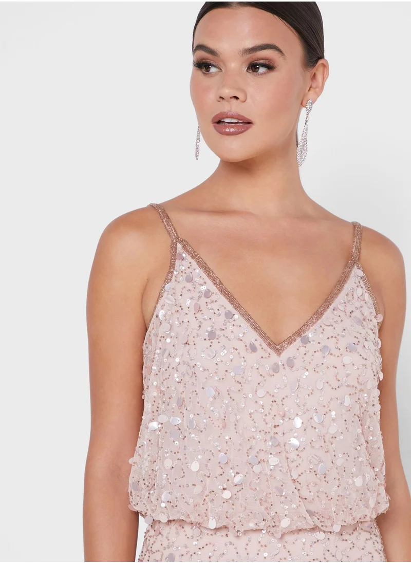 Oya London Layla V-Neck Sequin Dress