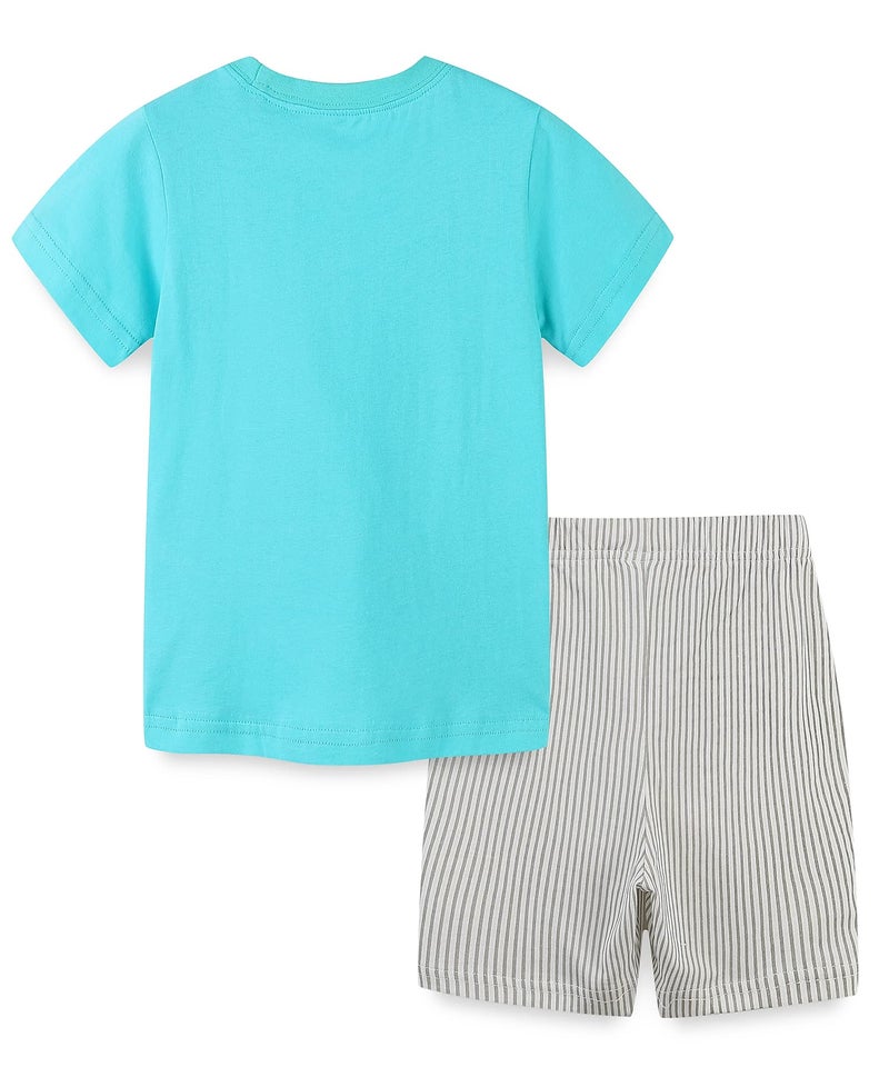 Bumeex Toddler Boy's Summer Clothes Outfits,T-shirt and Short Clothing Set Green Truck 3t - Image 2