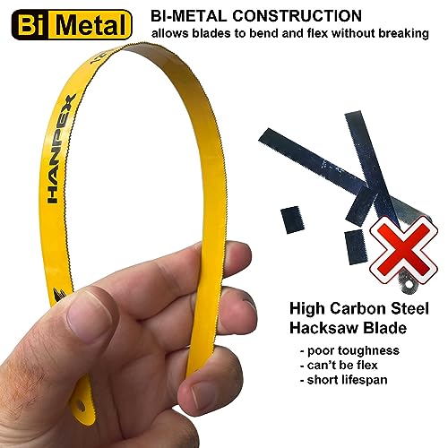 Hanpex Hacksaw Replacement Blades (10 Pack) High Speed 18 TPI - 12" Length Hack Saw Blade - Bi-Metal HSS Cutting Blades - Image 3