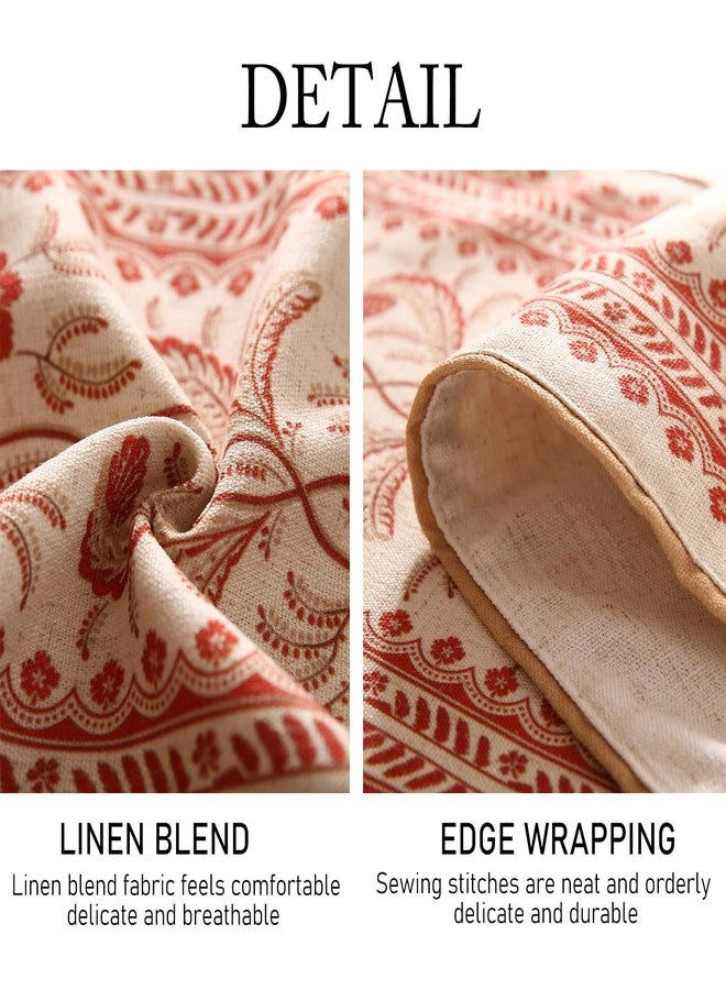 ISAENNE Designer Elegant Linen Table Runner 71 Inches, Vintage Red Floral Pattern Table Runners for Dining Tables,Decoration for Kitchen,Parties,Thanksgiving,Christmas,New Year,12"x71" - Image 5