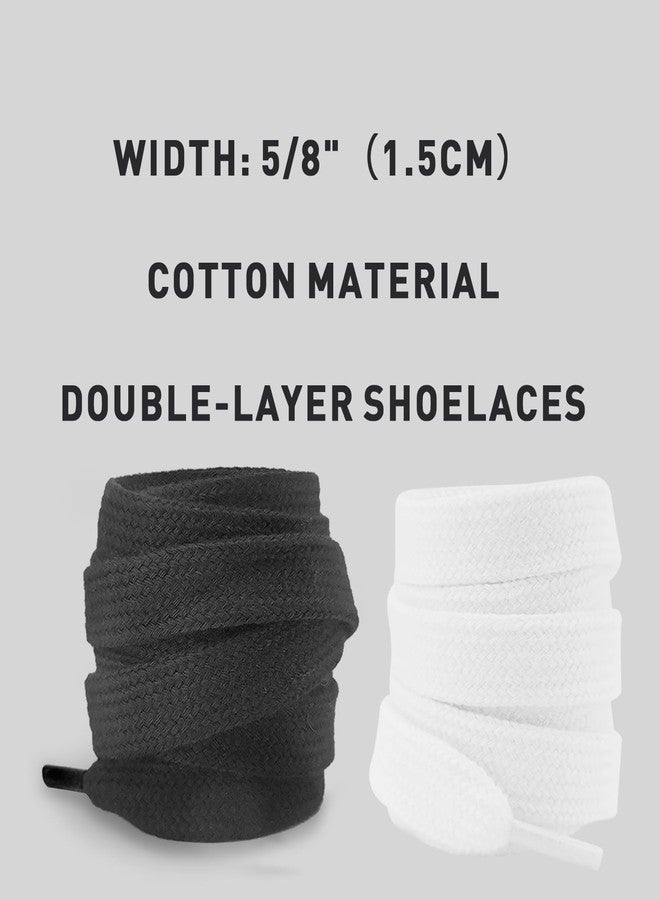 UamGlsob 15MM Cotton Shoelaces for Puma Suede Sneakers, 5/8" Flat Wide Athletic Shoe Laces Replacement Strings for Skate, White, 54"/140cm - Image 3