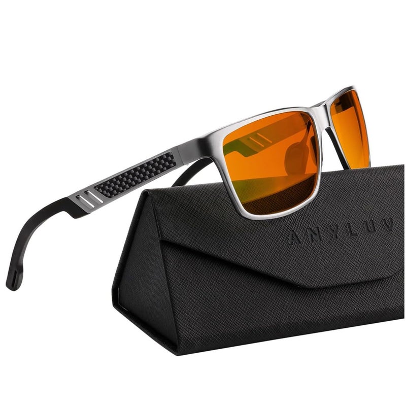 ANYLUV Blue Light Blocking Glasses Men Computer Gaming Glasses Lightweight AlMg Metal Anti Eyestrain Eye Protection