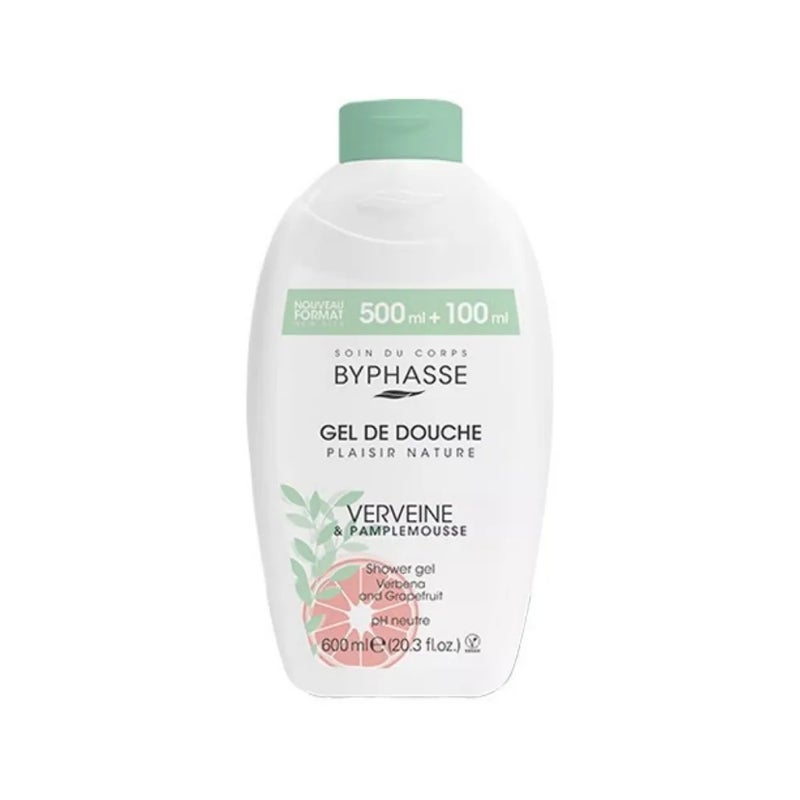 Byphasse Natural Pleasure Shower Gel With Organic Verbena And Grapefruit- 600ml