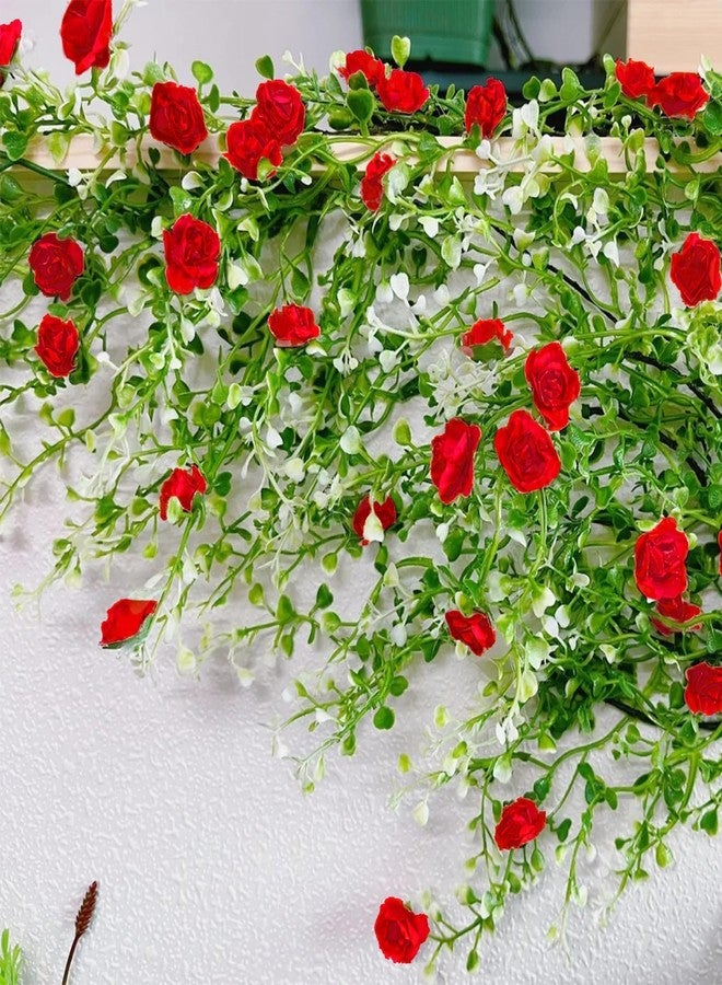 Warmtree Realistic Miniature Artificial Rose Vines Cute Flower Decorations DIY Mini Model Railway Fairy Garden Architecture Diorama Scenery Landscape Layout (Red) - Image 1