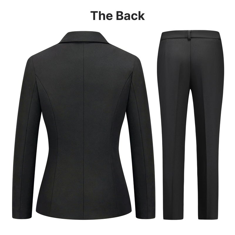 TRONSTORE Women's Business Suits for Work Professional 2 Piece Slim Fit Outfits Pants Suit for Women-Black-S - Image 4