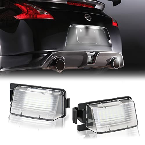 DERMOKA LED License Plate Light For Nissan 350Z 370Z GT-R Versa Cube Leaf & Infiniti G25 G35 G37 Q40 Q60 Tag Lamp Assembly, 6000K White 2PCS - Image 1