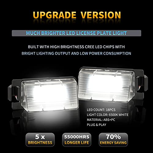 DERMOKA LED License Plate Light For Nissan 350Z 370Z GT-R Versa Cube Leaf & Infiniti G25 G35 G37 Q40 Q60 Tag Lamp Assembly, 6000K White 2PCS - Image 2