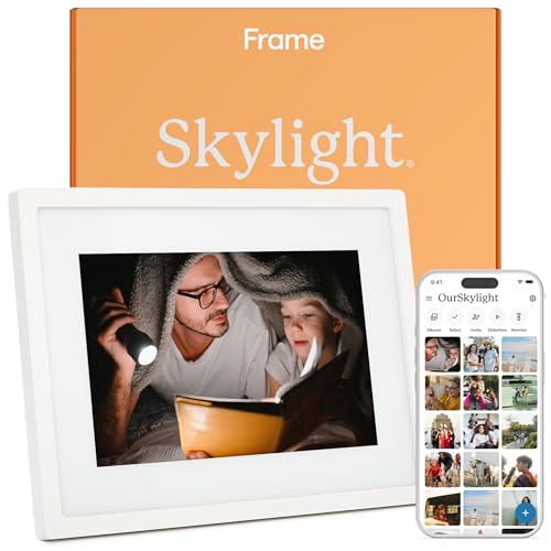Skylight Digital Picture Frame WiFi Enabled with Load from Phone Capability Touch Screen Digital Photo Frame Display Customizable Gift for Friends and Family 10 Inch White
