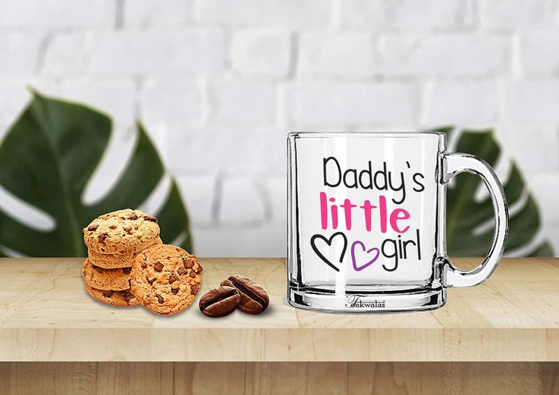 TONKWALAS Cute Daddy's Little Girl Printed Transparent Glass Coffee and Tea Mug for All The Daddy's Little Angels (325 ML) - Image 2