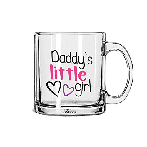 TONKWALAS Cute Daddy's Little Girl Printed Transparent Glass Coffee and Tea Mug for All The Daddy's Little Angels (325 ML) - Image 1