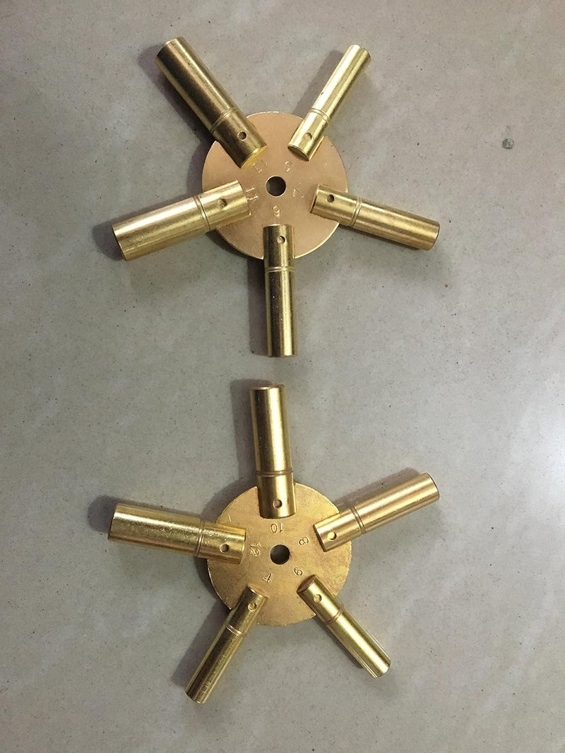 Brass Blessing Large - 5 Prong Brass Clock Key for Winding Clocks, Odd and Even Numbers from (5188) - Image 1