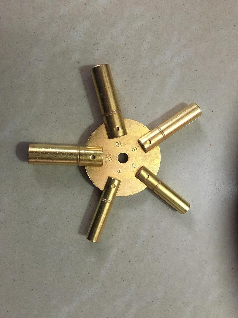 Brass Blessing Large - 5 Prong Brass Clock Key for Winding Clocks, Odd and Even Numbers from (5188) - Image 3