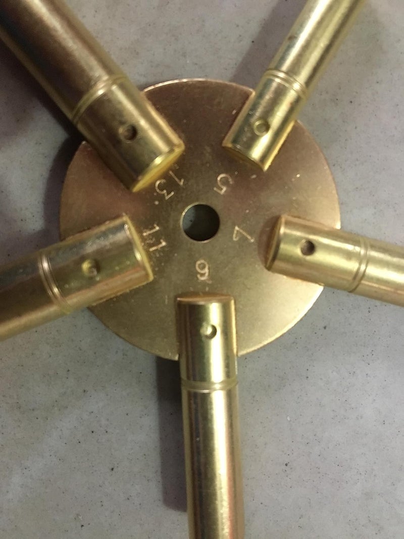 Brass Blessing Large - 5 Prong Brass Clock Key for Winding Clocks, Odd and Even Numbers from (5188) - Image 4