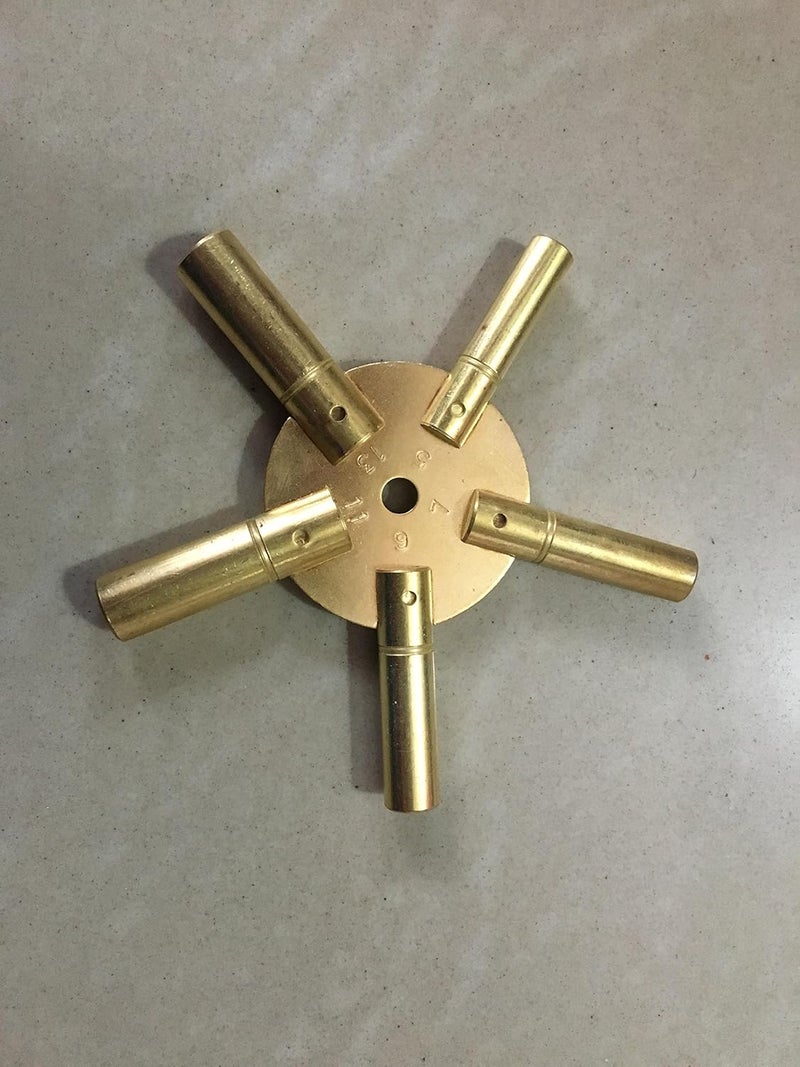 Brass Blessing Large - 5 Prong Brass Clock Key for Winding Clocks, Odd and Even Numbers from (5188) - Image 2