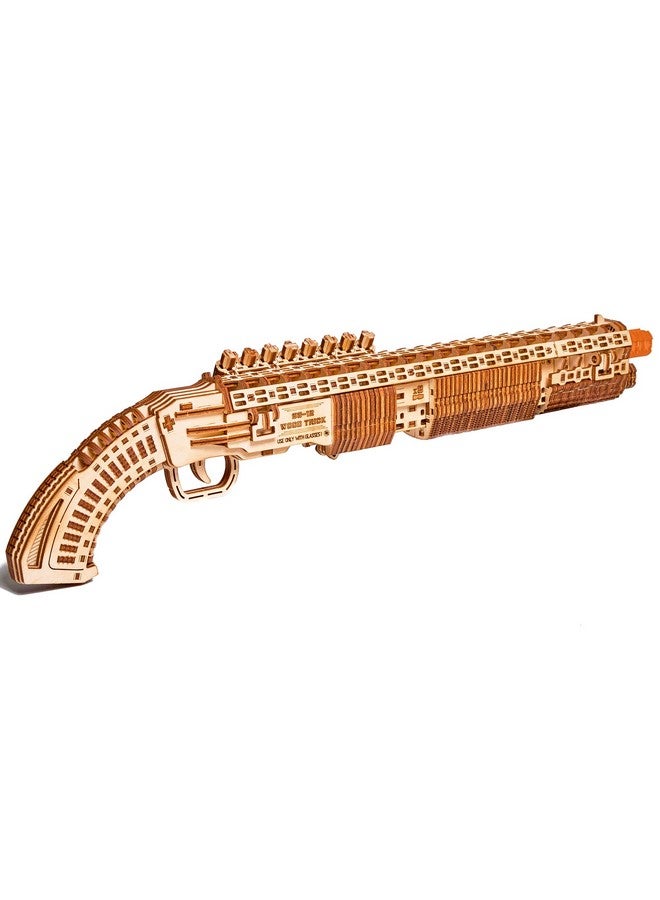 Wood Trick Shotgun 3D Wooden Puzzles for Adults and Kids to Build - Detailed Construction - 23x8″ - Wooden Model Kits for Adults and Teens to Build - 14+ - Image 5