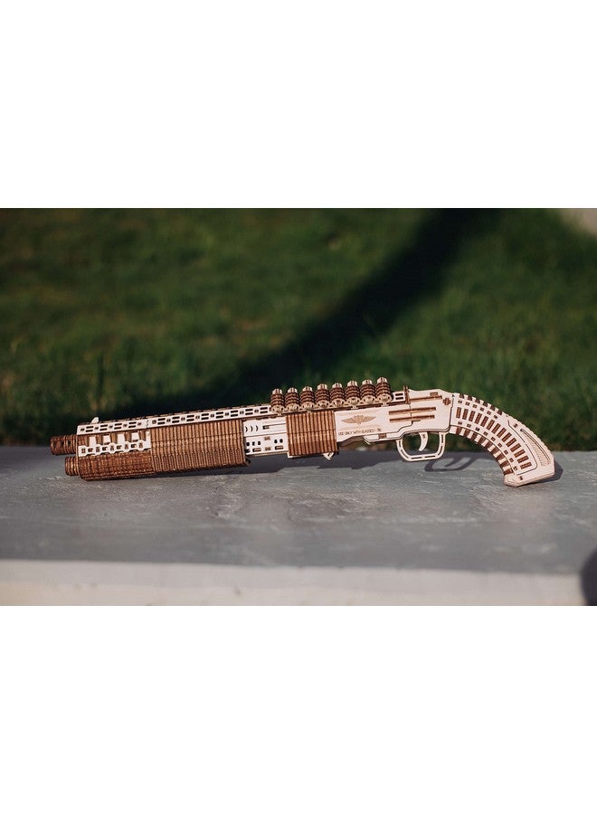 Wood Trick Shotgun 3D Wooden Puzzles for Adults and Kids to Build - Detailed Construction - 23x8″ - Wooden Model Kits for Adults and Teens to Build - 14+ - Image 3