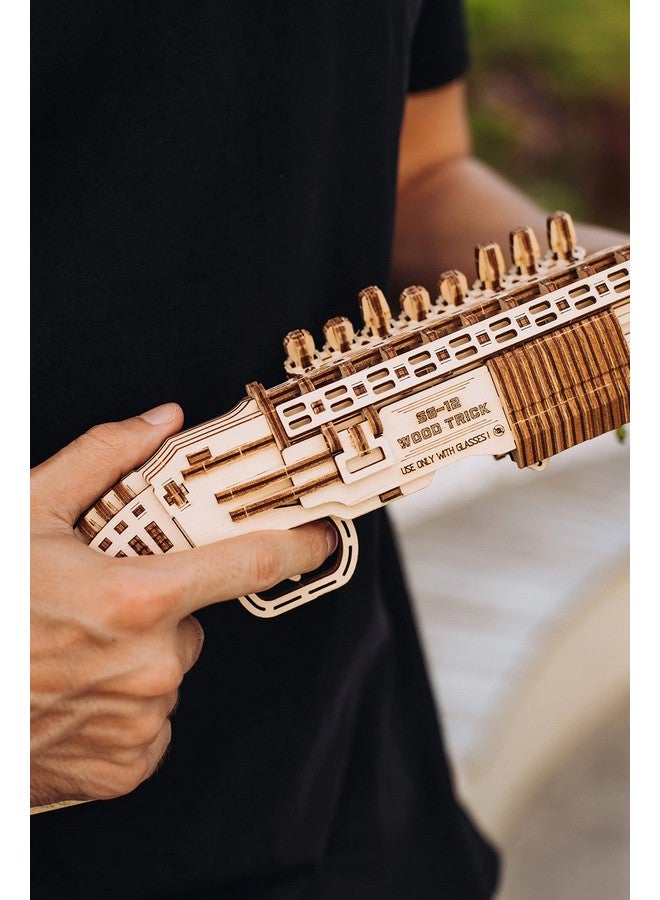 Wood Trick Shotgun 3D Wooden Puzzles for Adults and Kids to Build - Detailed Construction - 23x8″ - Wooden Model Kits for Adults and Teens to Build - 14+ - Image 4
