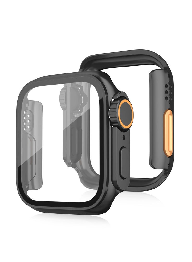 Compatible for Apple Watch Series 7/8/9 45mm Hard Case with Tempered Glass Screen Protector, Unique Design Hard PC Waterproof Case Cover, Bumper Full Coverage Accessories for iWatch 7/8/9 45mm - Image 1
