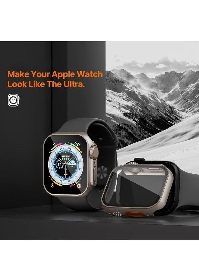 Compatible for Apple Watch Series 7/8/9 45mm Hard Case with Tempered Glass Screen Protector, Unique Design Hard PC Waterproof Case Cover, Bumper Full Coverage Accessories for iWatch 7/8/9 45mm - Image 3