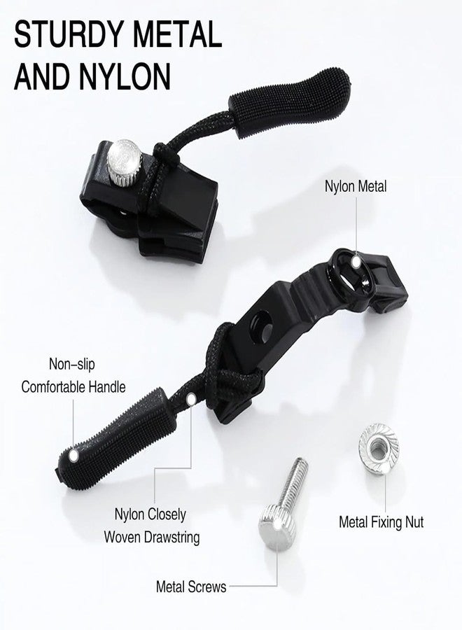 ZIVIK Zipper Repair Kit, Instant Zipper Sliders with Nylon Pull Tabs Cords, 3 Sizes Replacement Plastic Zipper Pull for Sliding Teeth, Universal Screw Fix Removable Zippers for Bags, Color - Black (Pack Of 5, Large) - Image 2