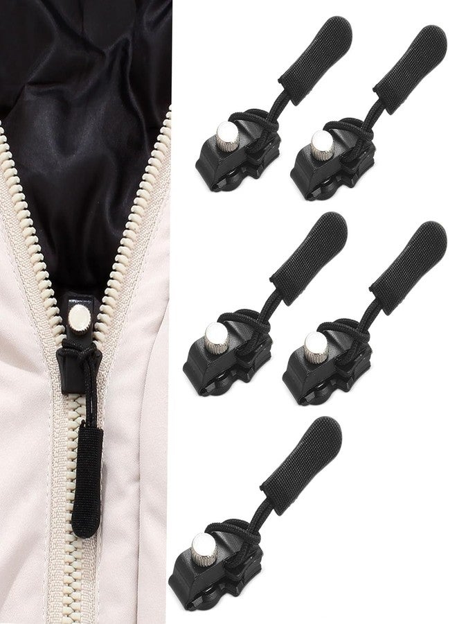ZIVIK Zipper Repair Kit, Instant Zipper Sliders with Nylon Pull Tabs Cords, 3 Sizes Replacement Plastic Zipper Pull for Sliding Teeth, Universal Screw Fix Removable Zippers for Bags, Color - Black (Pack Of 5, Large) - Image 1