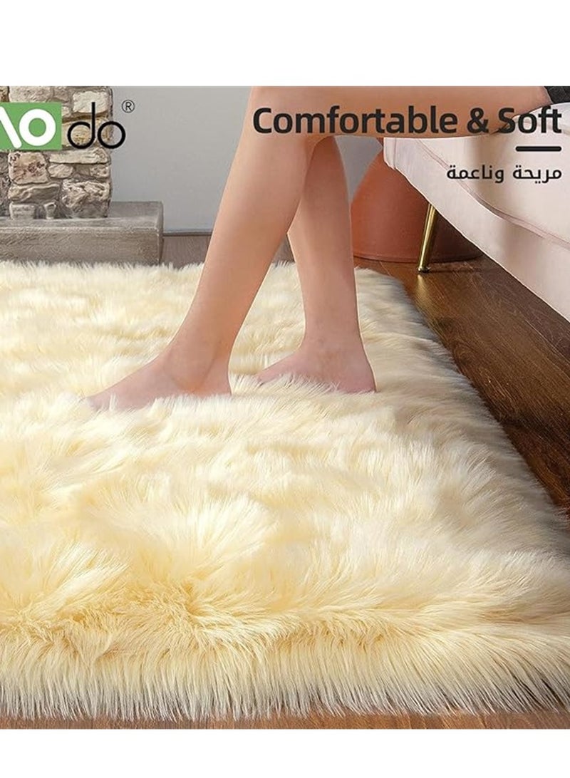 Soft Carpet, Rectangle Faux Fur Rug Floor Mats, Nursery Throw Rugs, Comfortable Large Rugs Indoor Modern Home Decor Floor Carpet for Bedroom Floor Sofa Living Room Balcony (60*90cm Brown) - Image 5