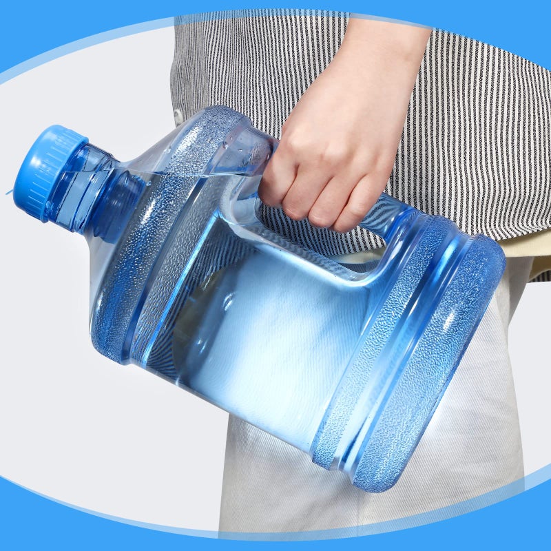 Hoolerry 2 Pieces Water Bottle 1 Gallon Round Plastic Water Jug with Handle Reusable Leak Proof Bottle for Gym Sports Office Daily Cold Liquids Drinking Use, Blue - Image 4