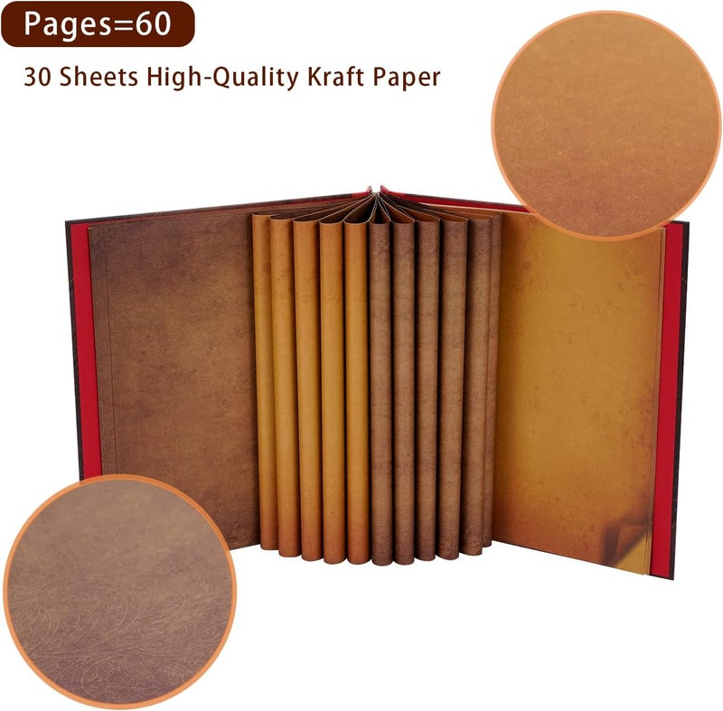 JIMBON Big Size 12x12 Inch 60 Pages Scrapbook Photo Album,Our Adventure Book 3D Retro Embossed Letter Hard Cover Movie Up Travel Journal Memory Book For Couples,For Best Friend Gift - Image 3