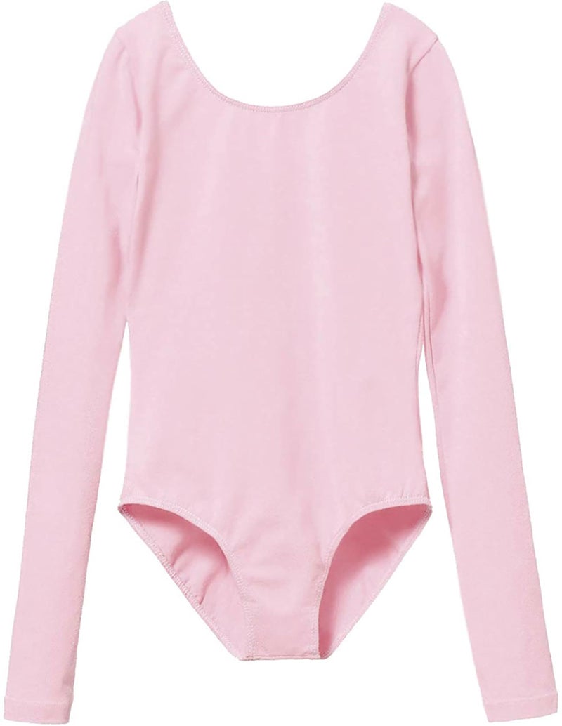 MdnMd Toddler Girls Basic Long Sleeve Dance Ballet Leotard Outfit Bodysuit Gymnastic (Ballet Pink, Age 2-4 / 2t,3t) - Image 1