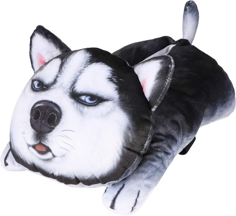 Cartoon Cat Dog Shaped Car Tissue Box Holder for Hanging Decorations in Car, Bathroom, Living Room, Bedroom 12.2 X 6.7 X 7.9in Short Plush PP Buckle (Husky 6548) - Image 1