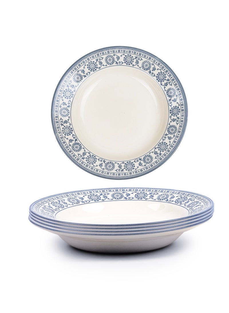 Claytan Plethora 8 inch Printed Ceramic Salad Plate (White, Set of 4) - Image 1
