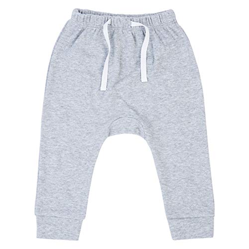 SOBOWO Baby Boy Pants 12-18 Months Newborn 3-Pack Joggers Infant Cotton Harem Pants for Toddler Boys Girls Interlock 195 GSM (12-18 Months, Black/White/Grey) - Image 3