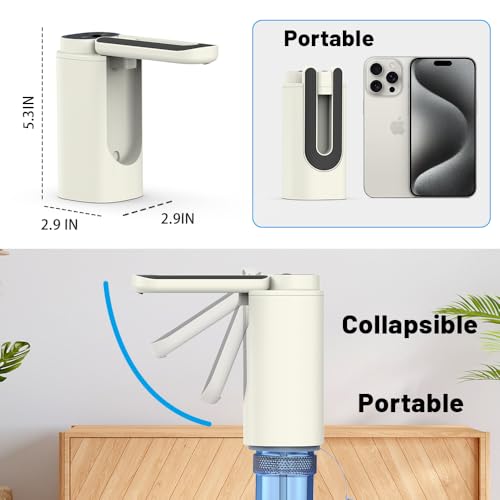 UWTLFCE Portable Water Dispenser for 5 Gallon Bottle, Water Dispenser, Electric Water Pump, Rechargeable Water Pump for 5 Gallon Jug, Collapsible - Image 4
