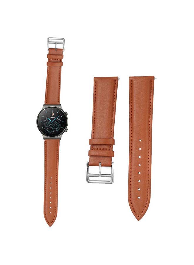 NIBEMINENT Genuine Leather Replacement Band 22mm for Huawei Watch GT2 Pro Brown - Image 1