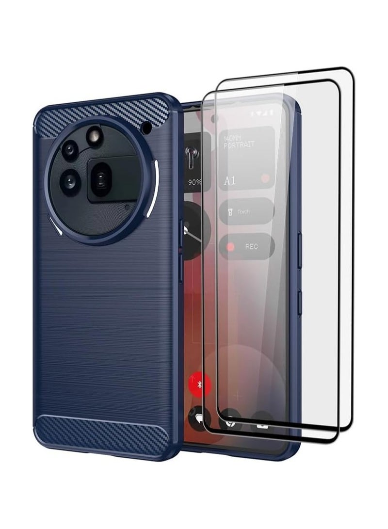 general Case compatible with Nothing Phone 3a Pro, 【scratch-resistant】 brushed texture design, soft TPU protective case, includes 【2-pack】 screen protectors - Image 1