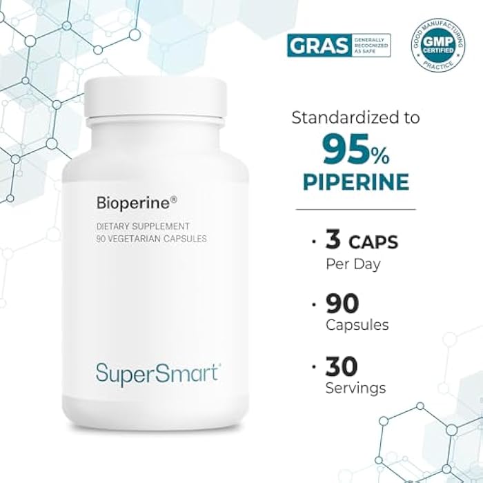 SuperSmart Bioperine 30mg per Day (95% Piperine) - Black Pepper Extract Supplement - Absorption Enhancer - Digestive Enzymes Support | Non-GMO & Gluten Free - 90 Vegetarian Capsules - Image 5