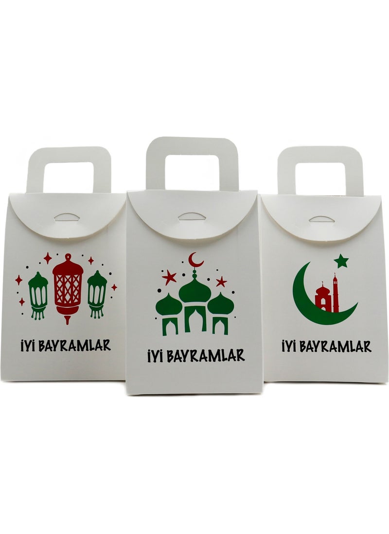 Repro Design 10 x 15 cm White 3 Pieces Happy Holidays Printed Empty Tissue Box, Candy, Pocket Money, Gift Box,  - Image 1