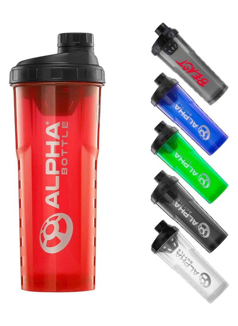 Alpha Protein Shaker Bottle | 750mlGym Cup | for Protein Powder Shakes & Sports Supplements | Pre Workout Mixer | BPA Free | 0.75L | red  - Image 1